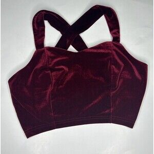 Luxveer Burgundy Criss Cross Back Velour Crop Top SIZE Large NWT
